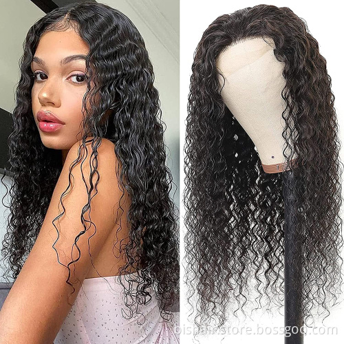 BIS Brazilian Human Hair 26 Inch 150% Density  4*4 Curly Wave Lace Front Wig  For Women Pre Plucked Remy Transparent Lace  Wig